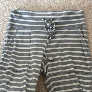 Aerie Gray and White Drawstring Striped Pajama Pants